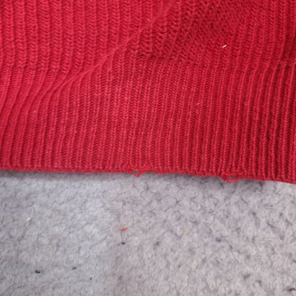 Vintage Eddie Bauer Sweater Mens XL Tall XLT Red Ribbed Made in USA Crewneck - Picture 5 of 14